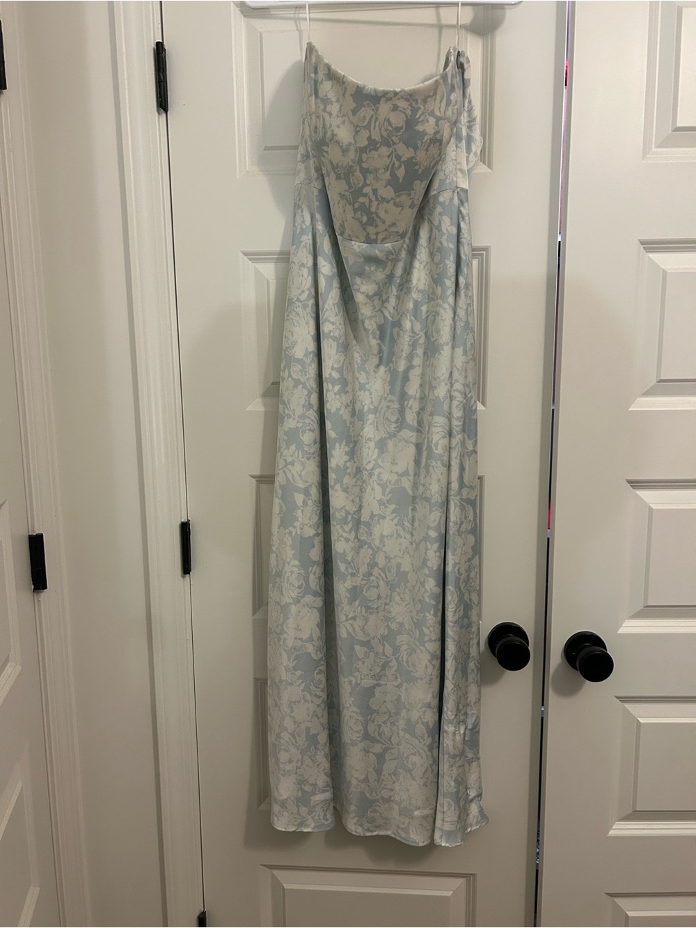 Park & Fifth Light Blue and White Floral Strapless Slip Dress